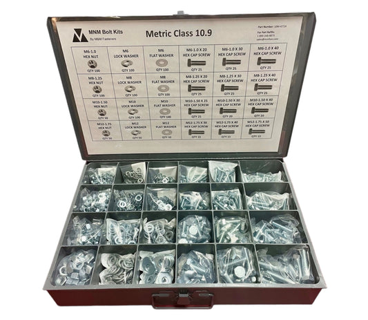 1,260 pcs Metric Class 10.9 Nut Bolt & Washer Assortment Kit with Metal Drawer