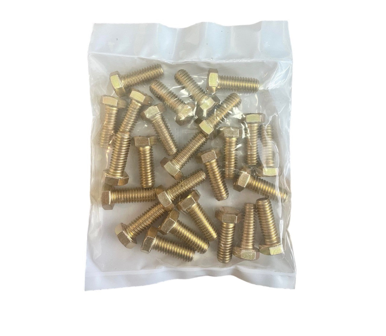 3/8-16x1 Grade 8 hex cap screw, coarse thread, yellow zinc-plated for high-strength fastening in automotive and industrial applications.