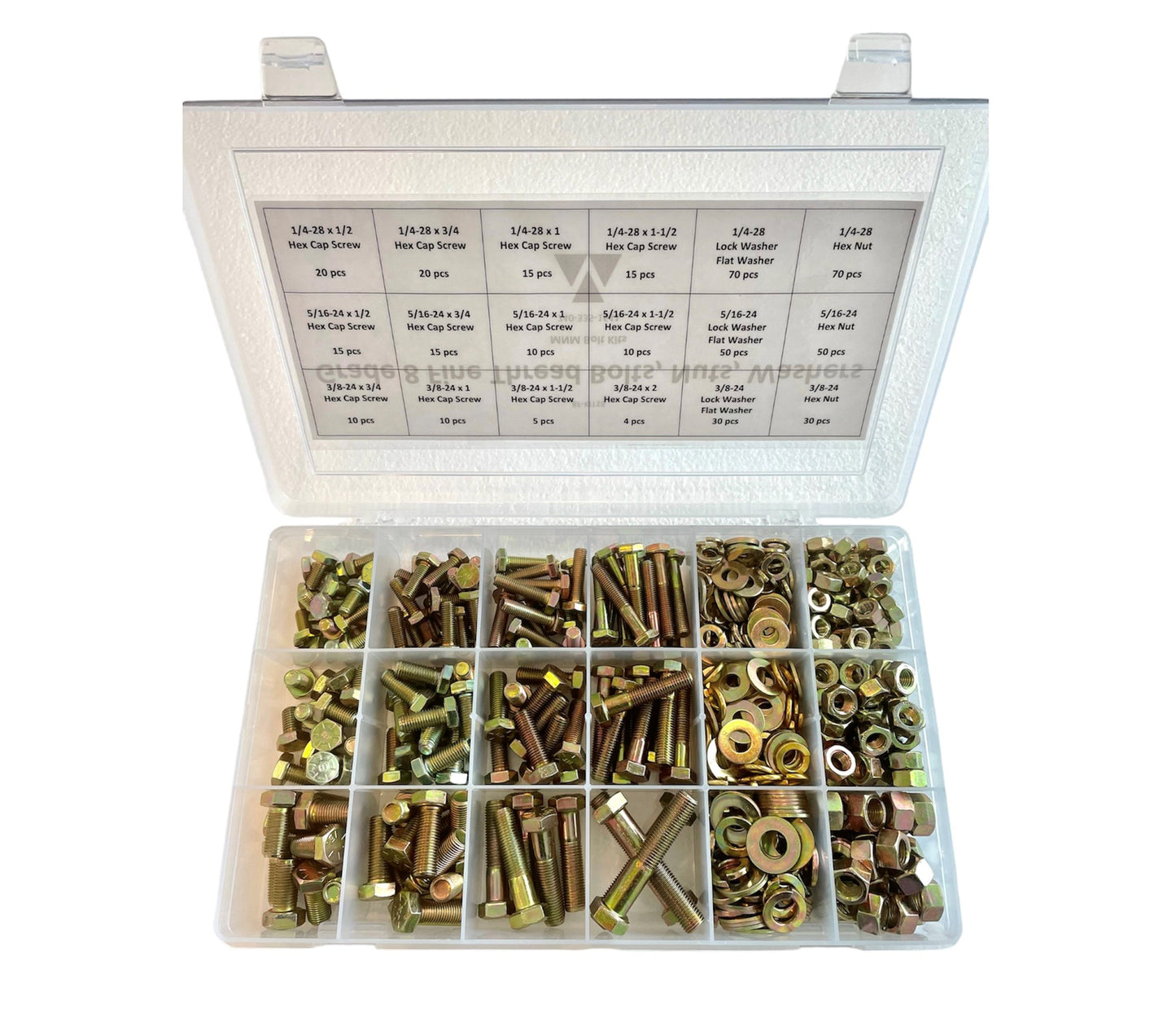 599 pcs Grade 8 Fine Thread Nut Bolt & Washer Assortment Kit with Plastic Drawer