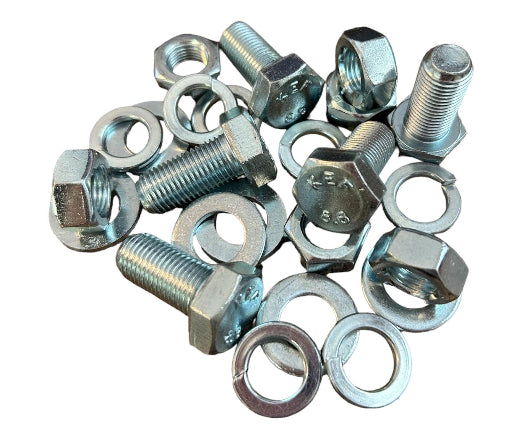 2,825-piece Metric Class 8.8 fastener assortment kit. Includes fine thread hex bolts, hex nuts, lock washers, and flat washers for industrial and automotive use.