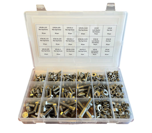 599 pcs Stainless Steel 18-8 Coarse Thread Nut Bolt & Washer Assortment Kit with Plastic Drawer