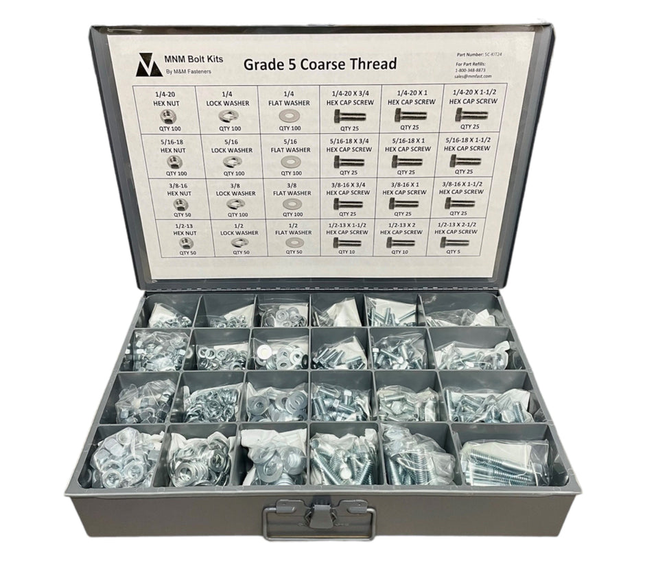 Grade 5 Coarse Thread Bolt Assortments and Kits – MNM Bolt Kits