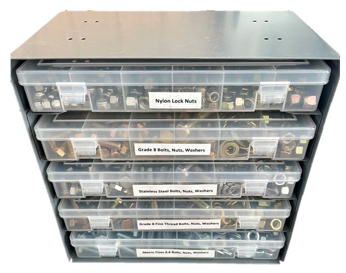 Mini Fastener Assortments with Plastic Case and Rack – MNM Bolt Kits